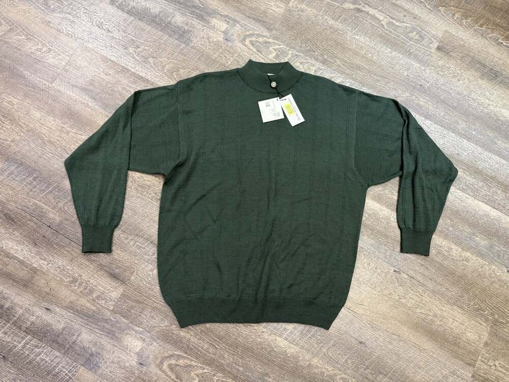 Vintage Murano Merino Wool Soft Green Sweater Shirt Size XXL NWT Made in Italy